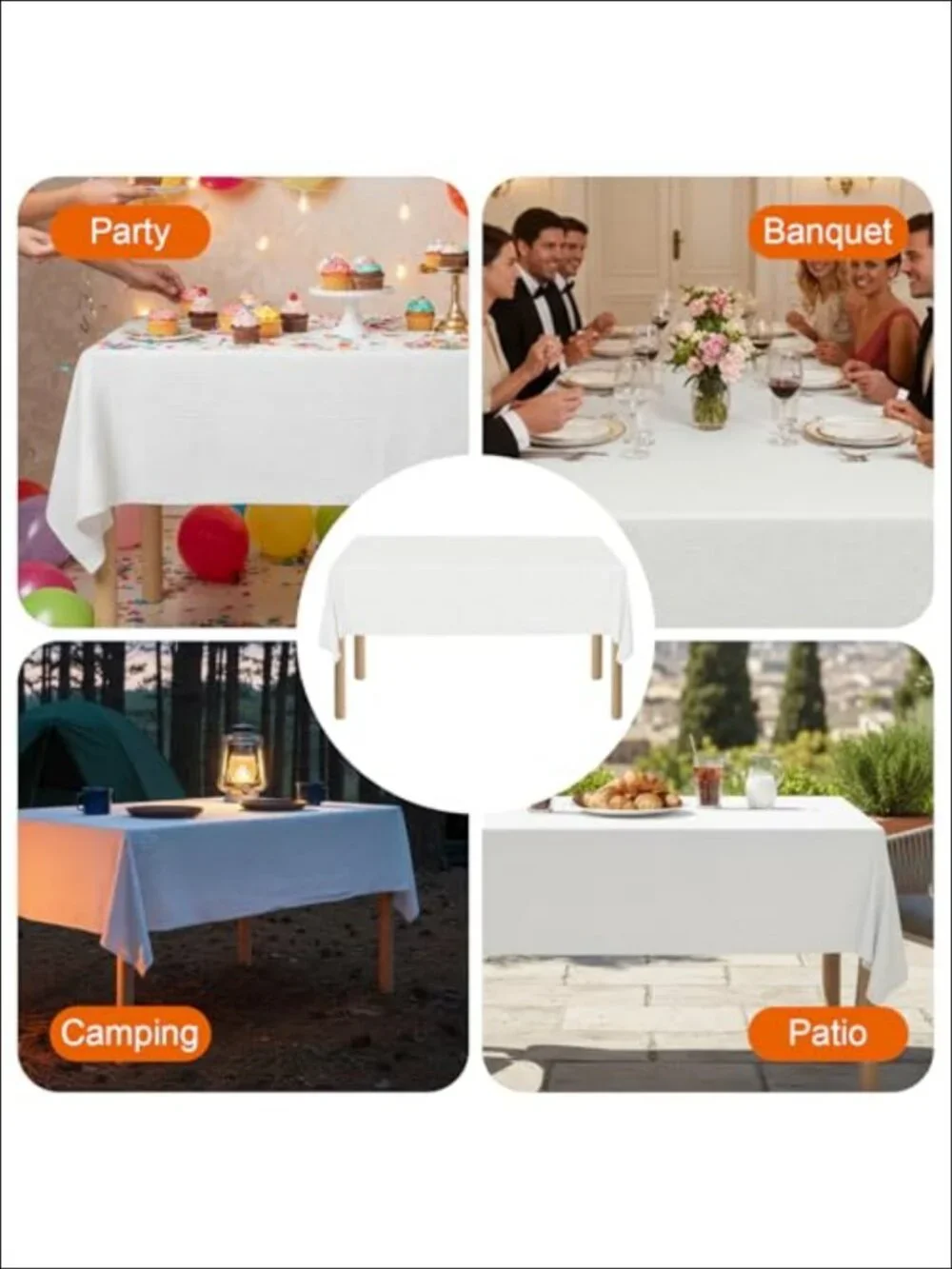 15 Pack Disposable Paper Tablecloths 3 Ply Plastic Backing 55x108 Rectangle